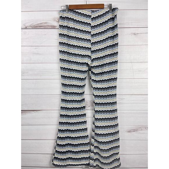 Stitch & Pine Women's Sz L‎ Groovy Striped Knitted Lined Boot Cut Yoga Pants - Picture 1 of 7
